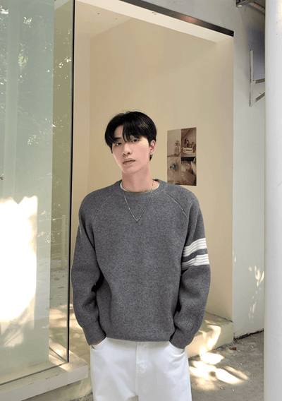 ラインスリーブミニマルクルーニット　OR4727 - 韓国メンズファッション通販 - ORUN - 