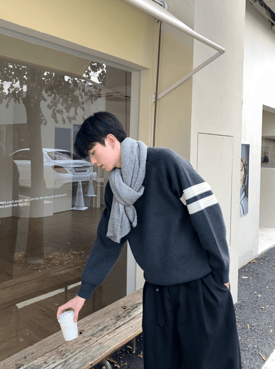 ラインスリーブミニマルクルーニット　OR4727 - 韓国メンズファッション通販 - ORUN - 