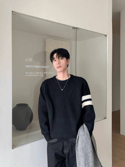 ラインスリーブミニマルクルーニット　OR4727 - 韓国メンズファッション通販 - ORUN - 