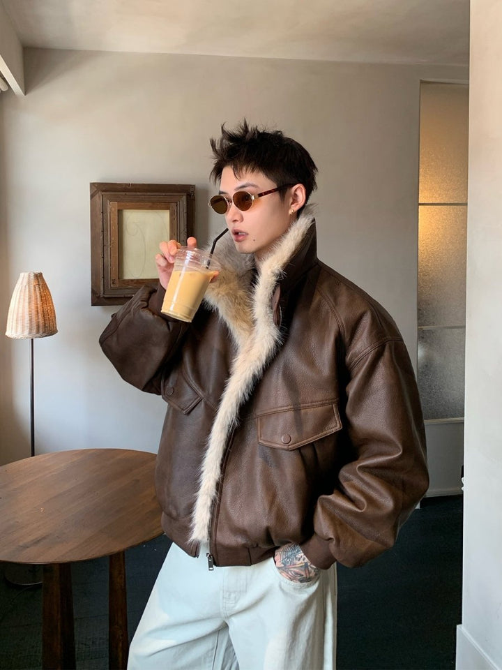 ファー付きレザージャケット OR4734 – 韓国メンズファッション通販