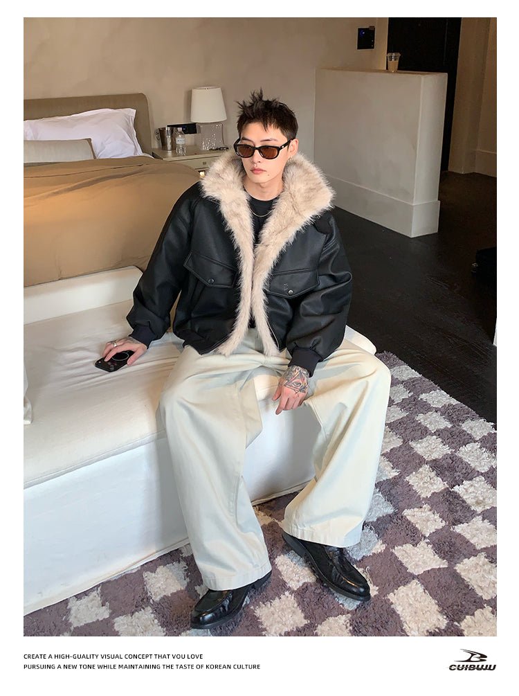 ファー付きレザージャケット OR4734 – 韓国メンズファッション通販