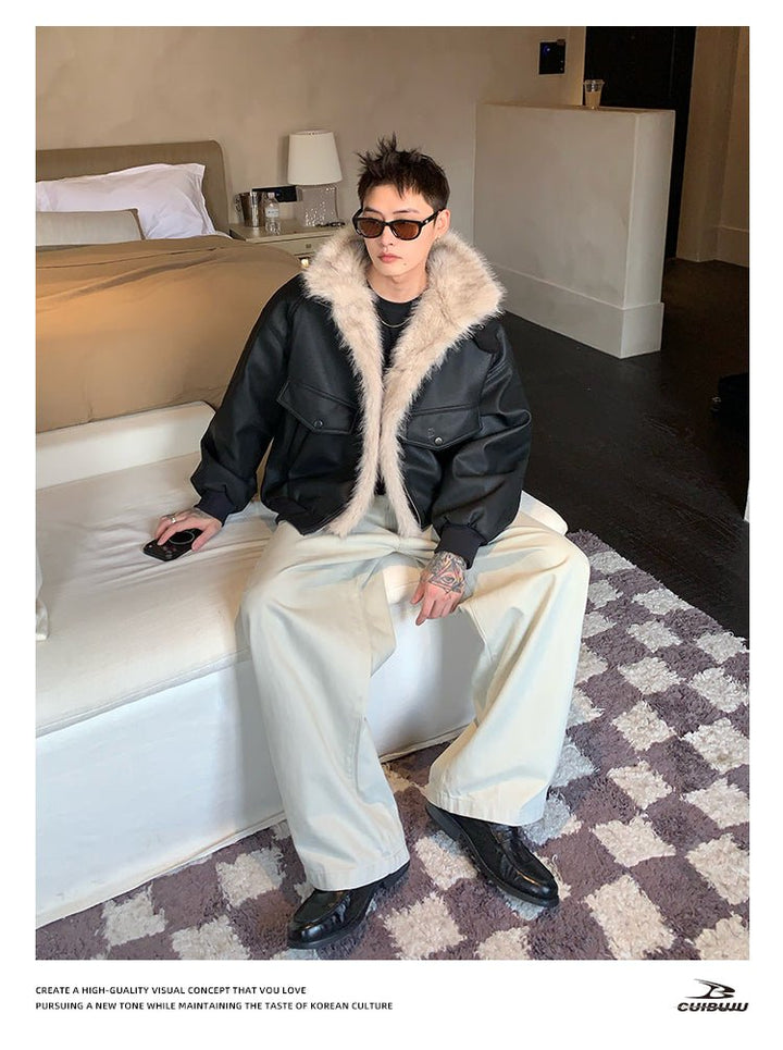 ファー付きレザージャケット OR4734 – 韓国メンズファッション通販