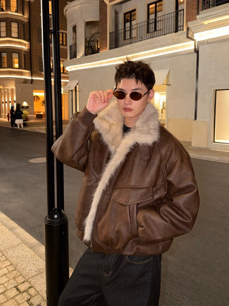 ファー付きレザージャケット OR4734 – 韓国メンズファッション通販