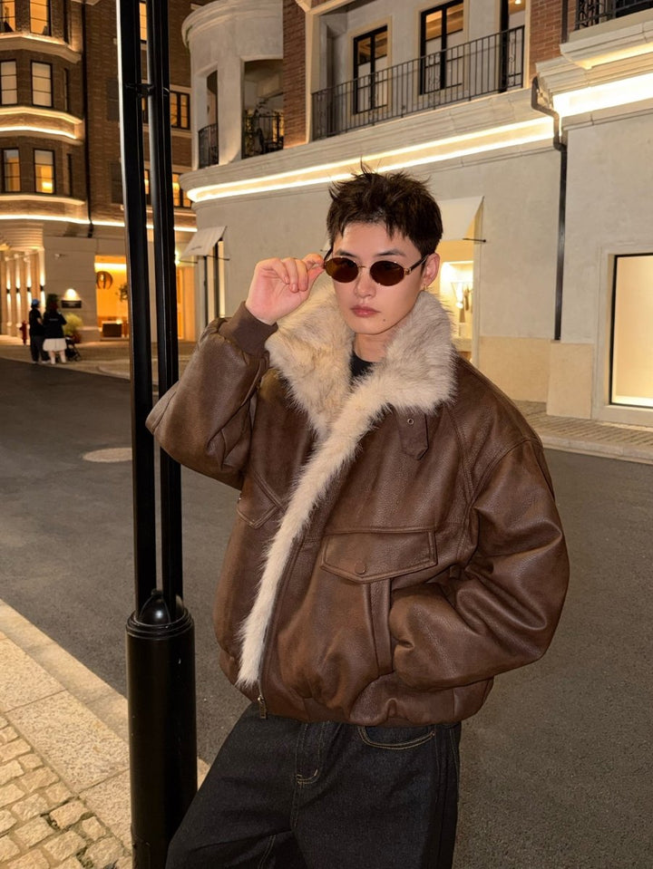 ファー付きレザージャケット OR4734 – 韓国メンズファッション通販