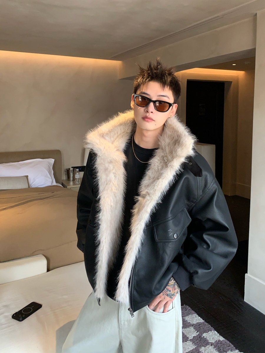 ファー付きレザージャケット OR4734 – 韓国メンズファッション通販