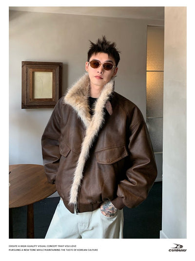 ファー付きレザージャケット OR4734 - 韓国メンズファッション通販 - ORUN - 