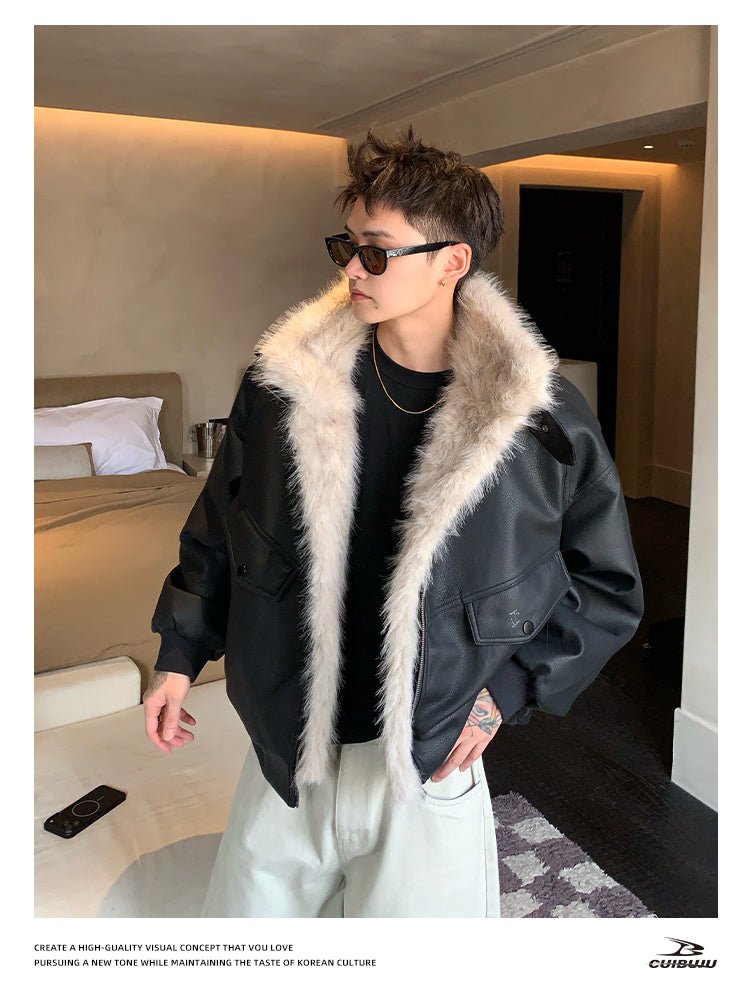 ファー付きレザージャケット OR4734 - 韓国メンズファッション通販 - ORUN - 