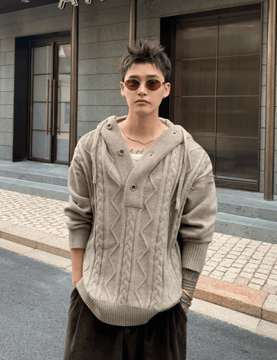 フード付きケーブルニット OR4744 - 韓国メンズファッション通販 - ORUN - 