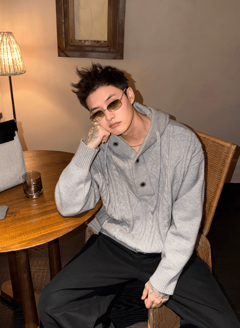 フード付きケーブルニット OR4744 - 韓国メンズファッション通販 - ORUN - 