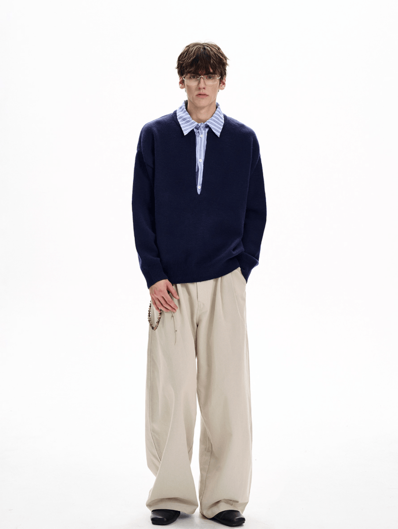 レイヤードニットデザインシャツ OR4748 - 韓国メンズファッション通販 - ORUN - 