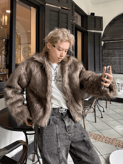 ショート丈デザインファーコート OR4751 - 韓国メンズファッション通販 - ORUN - 
