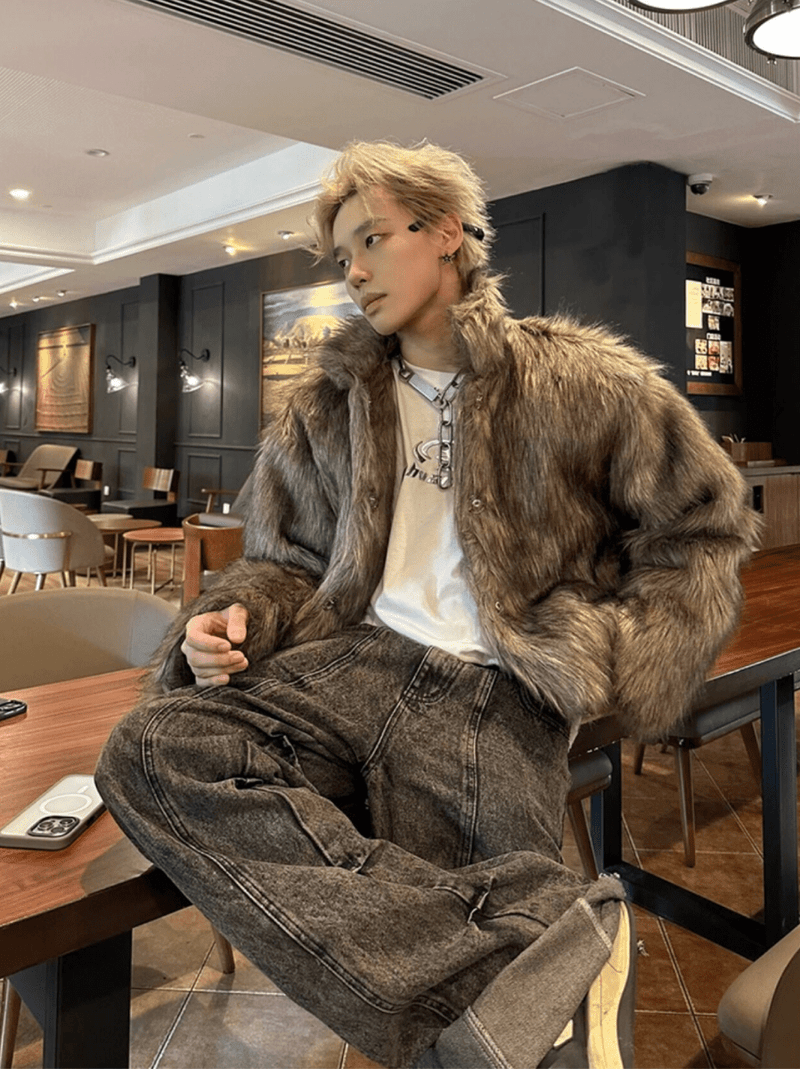 ショート丈デザインファーコート OR4751 - 韓国メンズファッション通販 - ORUN - 