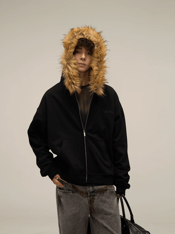 ジップ付きファー付きパーカー OR4755