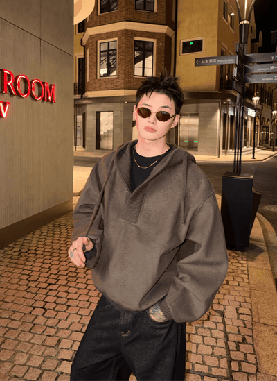 リブカラーボタンデザインフーディ OR4763 - 韓国メンズファッション通販 - ORUN - 