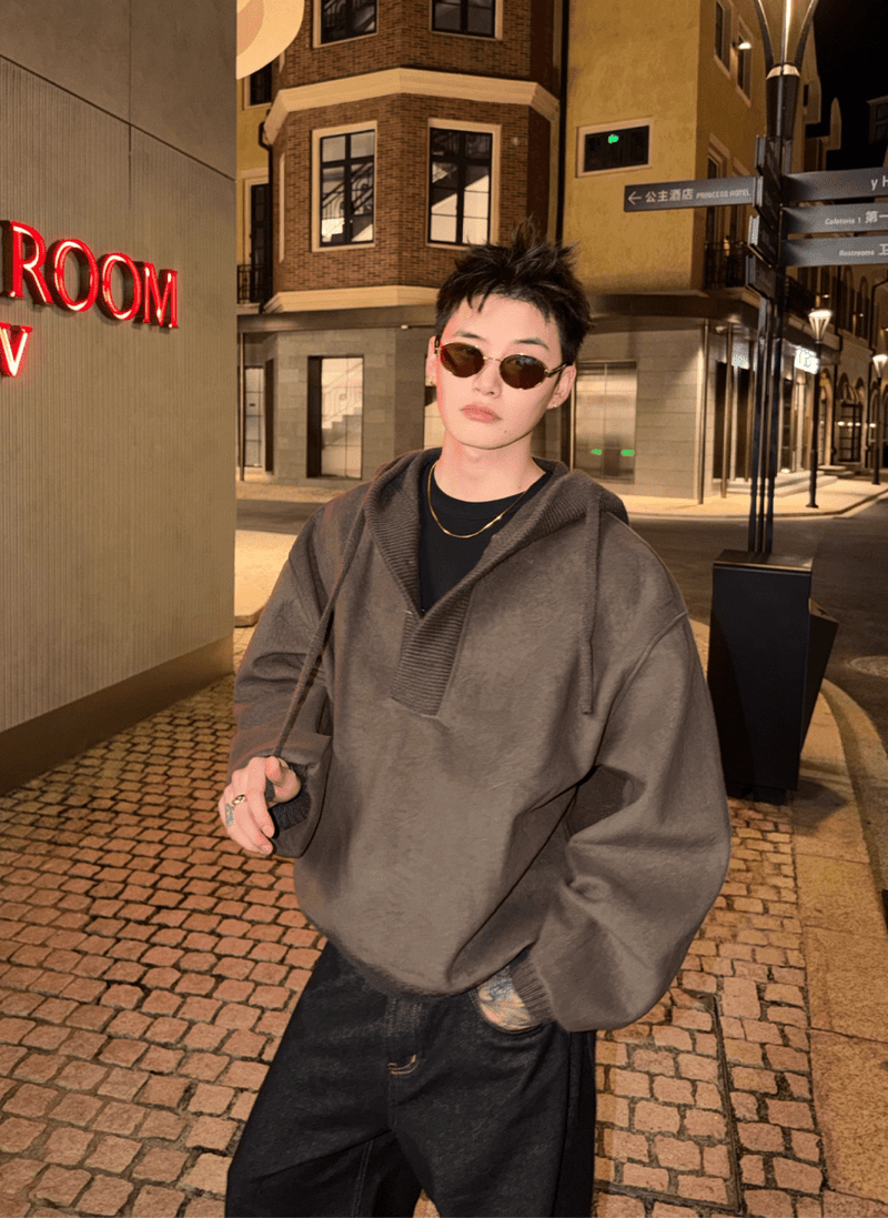 リブカラーボタンデザインフーディ OR4763 - 韓国メンズファッション通販 - ORUN - 