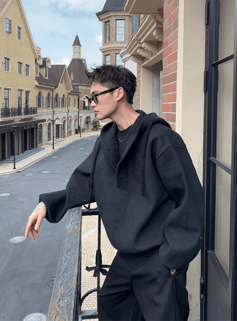 リブカラーボタンデザインフーディ OR4763 - 韓国メンズファッション通販 - ORUN - 