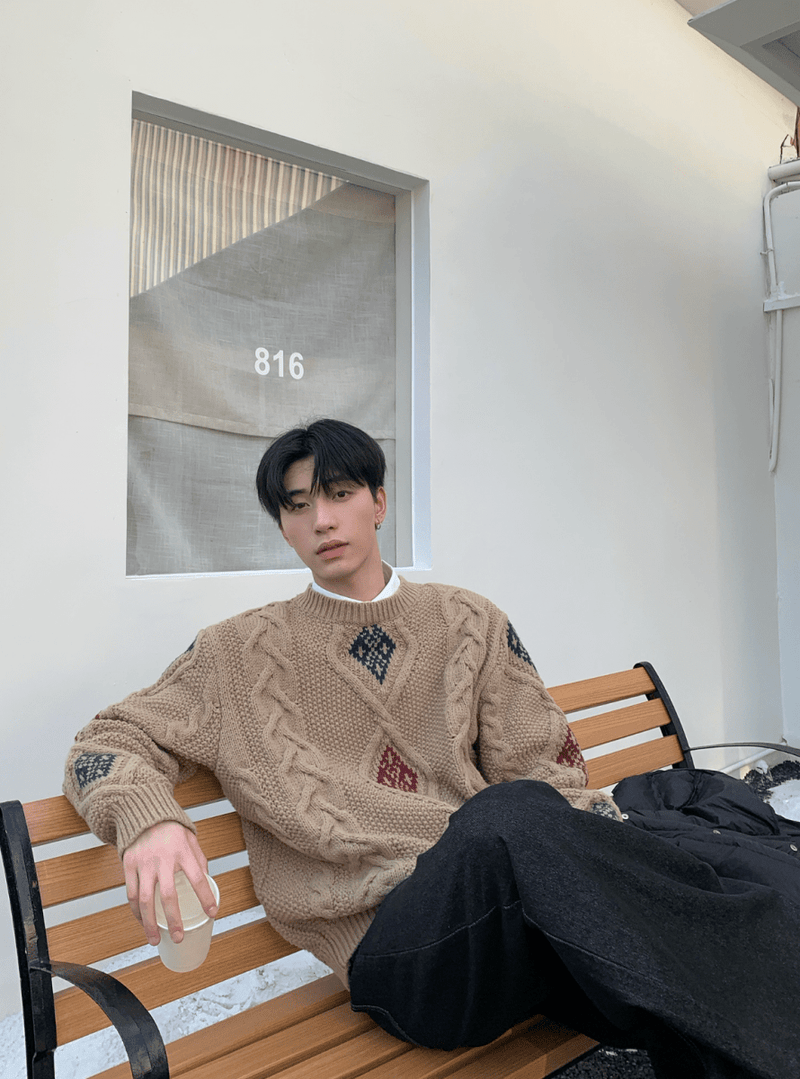 ダイヤケーブルレトロニットセーター　OR4767 - 韓国メンズファッション通販 - ORUN - 