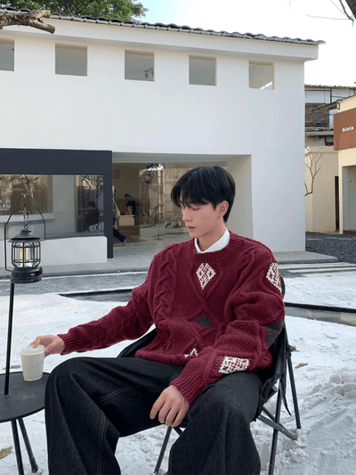 ダイヤケーブルレトロニットセーター　OR4767 - 韓国メンズファッション通販 - ORUN - 