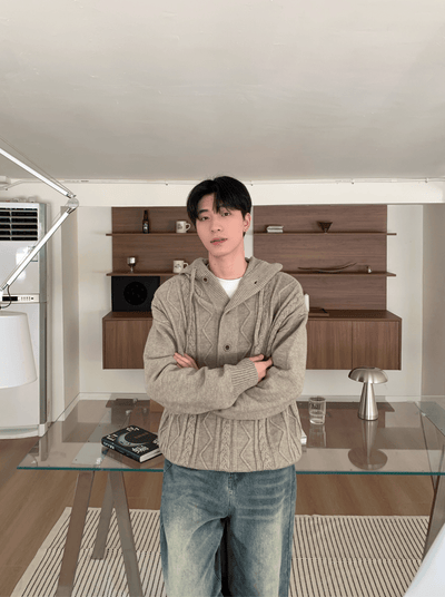 ケーブルフードリラックスニット　OR4769 - 韓国メンズファッション通販 - ORUN - 