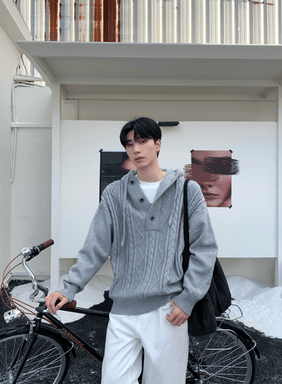 ケーブルフードリラックスニット　OR4769 - 韓国メンズファッション通販 - ORUN - 