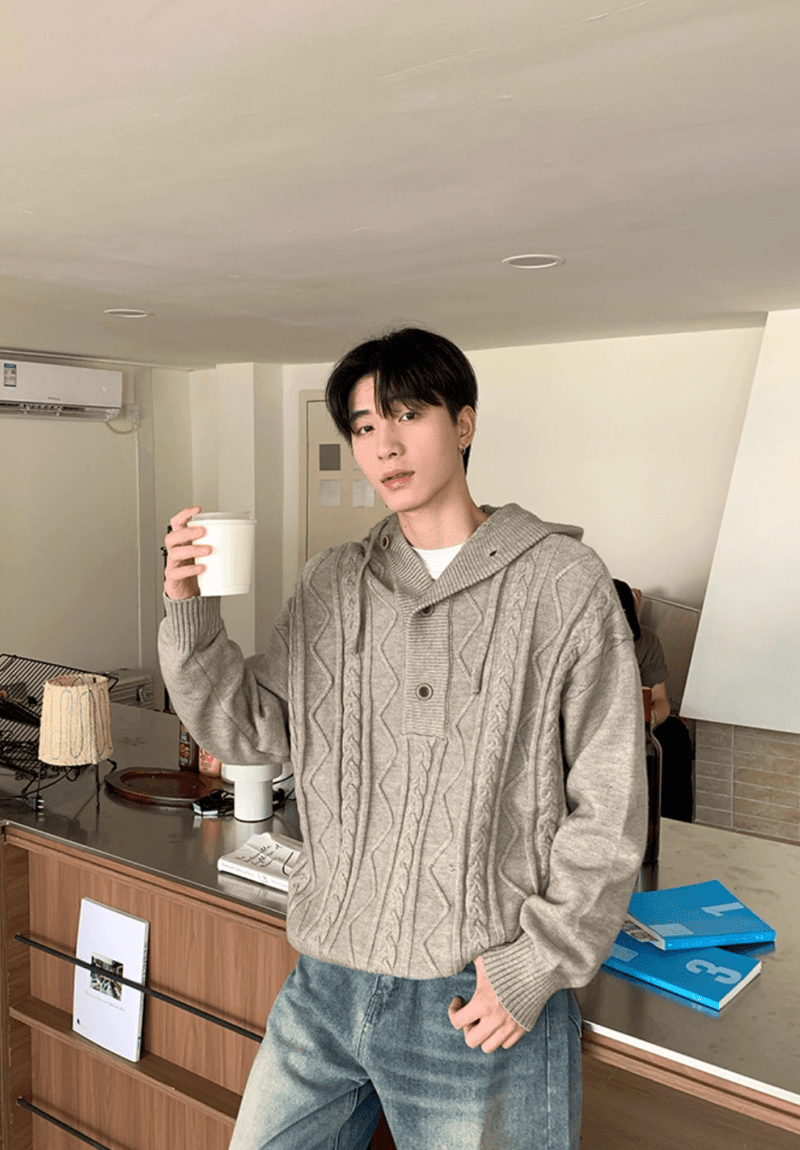 ケーブルフードリラックスニット　OR4769 - 韓国メンズファッション通販 - ORUN - 