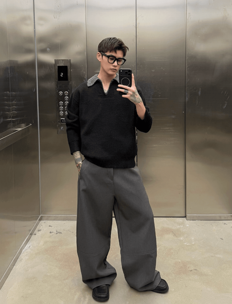 ウールタッチフェイクレイヤードニット　OR4786 - 韓国メンズファッション通販 - ORUN - 