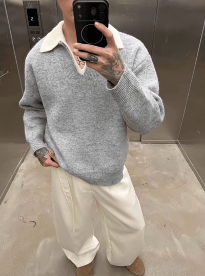 ウールタッチフェイクレイヤードニット　OR4786 - 韓国メンズファッション通販 - ORUN - 