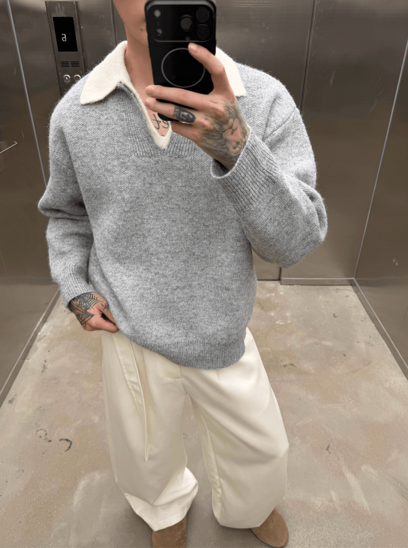 ウールタッチフェイクレイヤードニット　OR4786 - 韓国メンズファッション通販 - ORUN - 