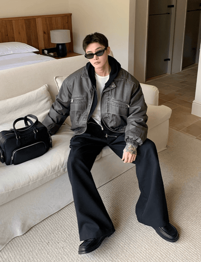 フェードレザー調デトロイトブルゾン　OR4788 - 韓国メンズファッション通販 - ORUN - 