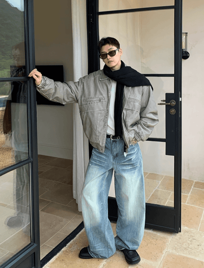 フェードレザー調デトロイトブルゾン　OR4788 - 韓国メンズファッション通販 - ORUN - 