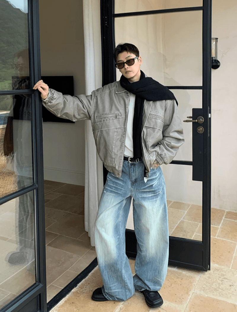 フェードレザー調デトロイトブルゾン　OR4788 - 韓国メンズファッション通販 - ORUN - 