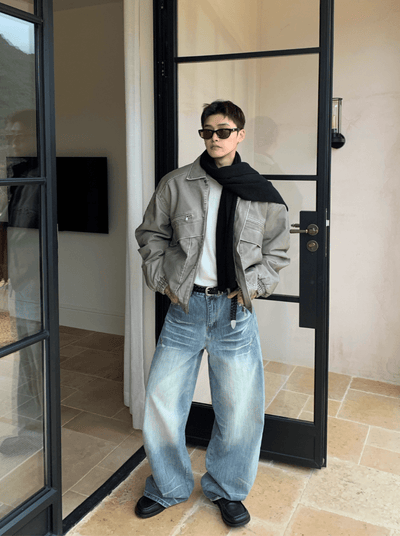 フェードレザー調デトロイトブルゾン　OR4788 - 韓国メンズファッション通販 - ORUN - 