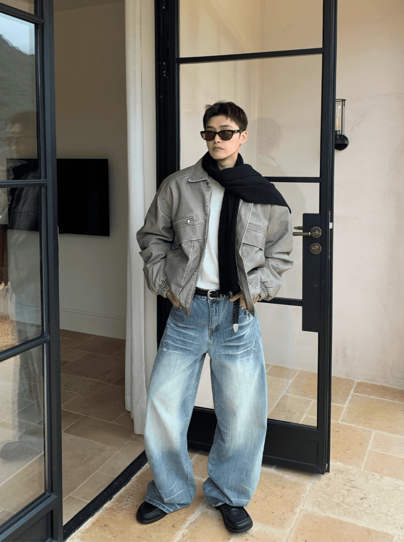 フェードレザー調デトロイトブルゾン　OR4788 - 韓国メンズファッション通販 - ORUN - 