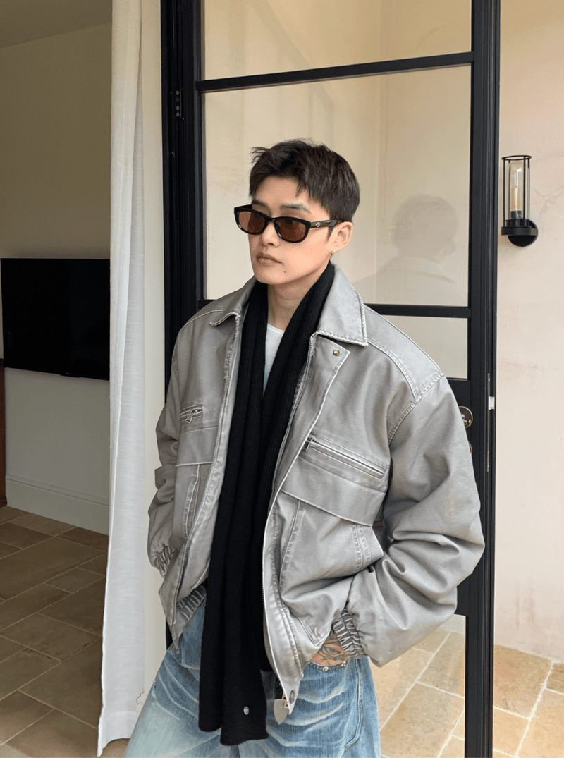 フェードレザー調デトロイトブルゾン　OR4788 - 韓国メンズファッション通販 - ORUN - 