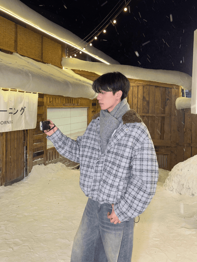 ボアカラーチェックキルティングジャケット OR4796 - 韓国メンズファッション通販 - ORUN - 