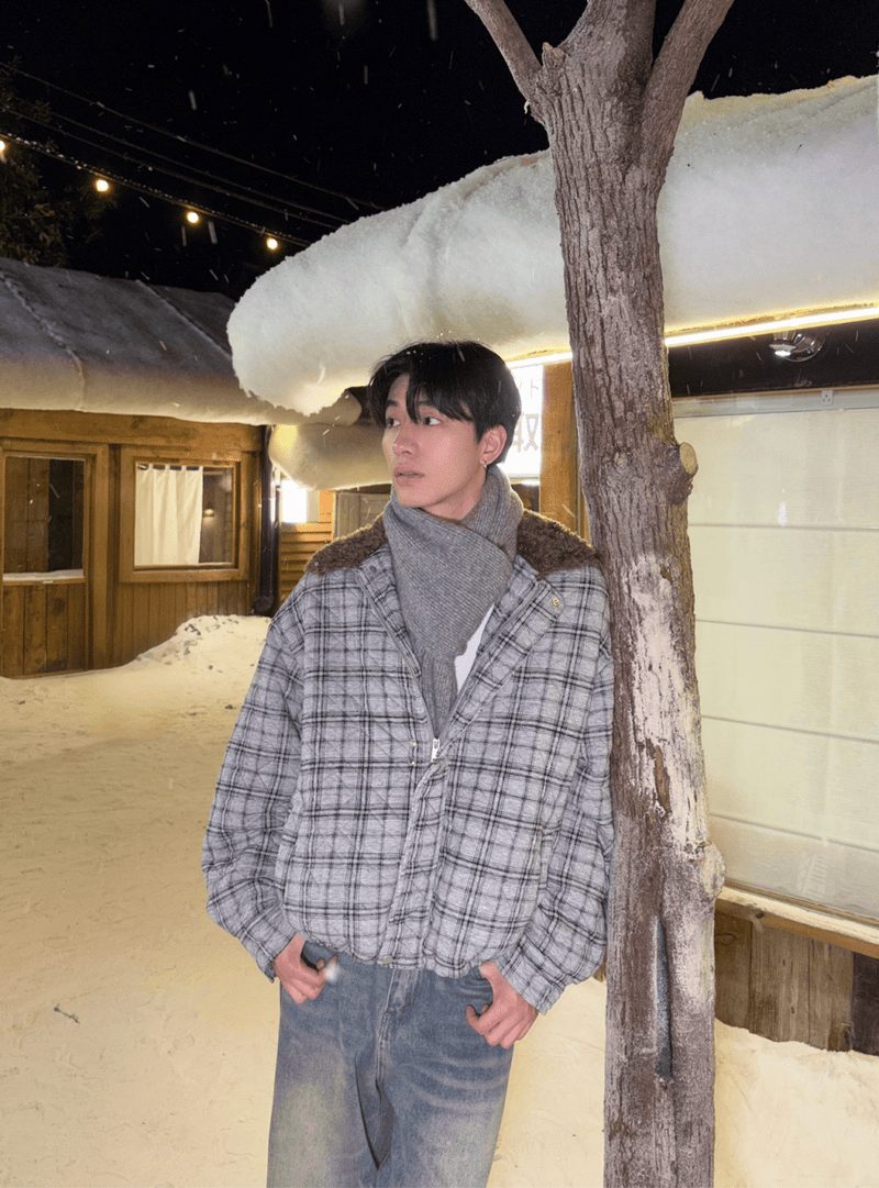 ボアカラーチェックキルティングジャケット OR4796 - 韓国メンズファッション通販 - ORUN - 