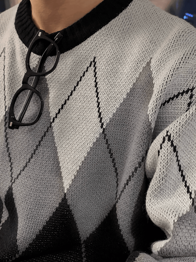 モノトーンアーガイルニット　OR4799 - 韓国メンズファッション通販 - ORUN - 