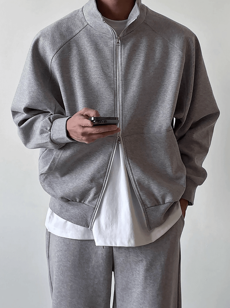 ミニマルジップアップオーバースウェットジャケット　OR4801 - 韓国メンズファッション通販 - ORUN - 