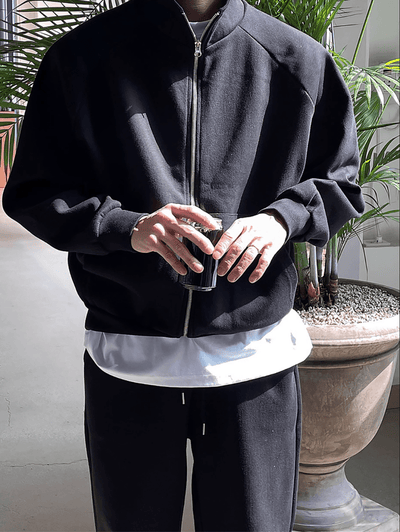 ミニマルジップアップオーバースウェットジャケット　OR4801 - 韓国メンズファッション通販 - ORUN - 