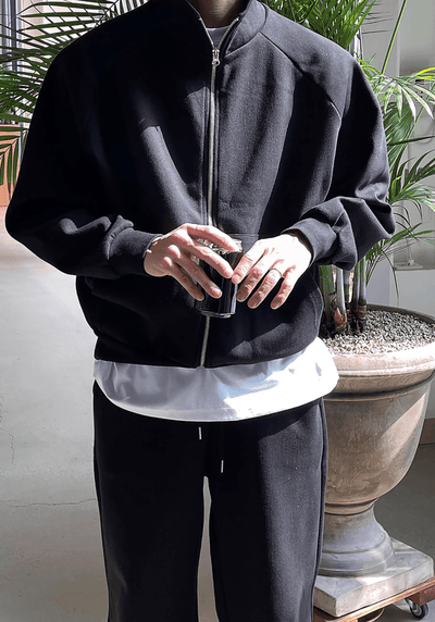 ミニマルジップアップオーバースウェットジャケット　OR4801 - 韓国メンズファッション通販 - ORUN - 
