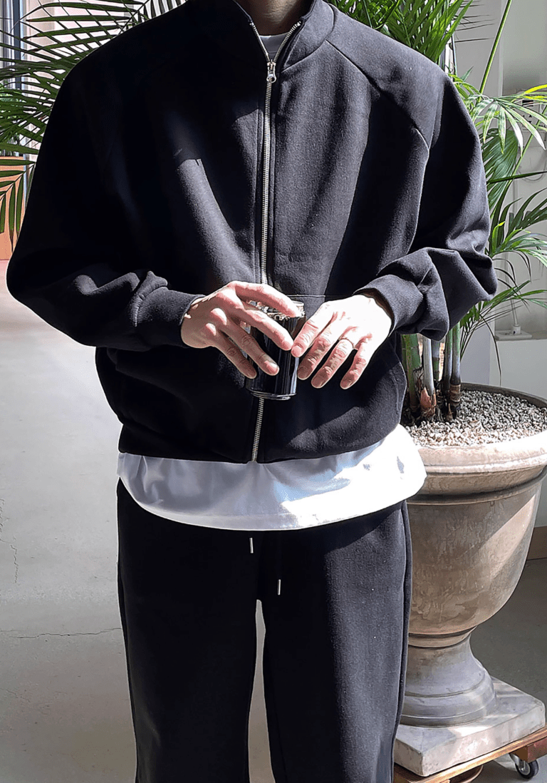 ミニマルジップアップオーバースウェットジャケット　OR4801 - 韓国メンズファッション通販 - ORUN - 