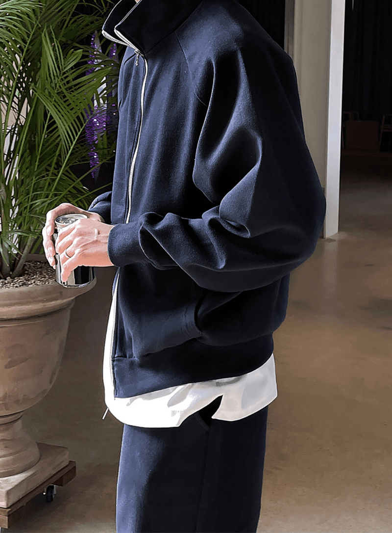 ミニマルジップアップオーバースウェットジャケット　OR4801 - 韓国メンズファッション通販 - ORUN - 