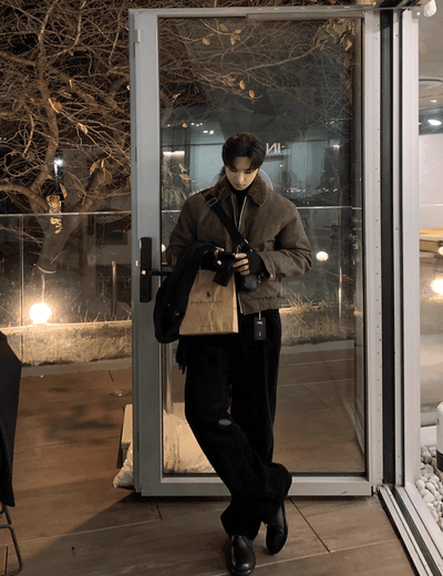 スエードタッチボアショートブルゾン／中綿 OR4802 - 韓国メンズファッション通販 - ORUN - 