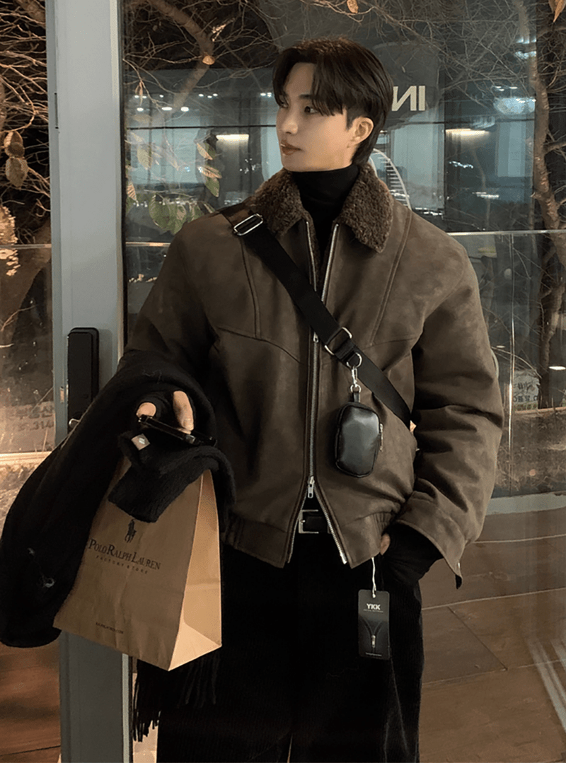 スエードタッチボアショートブルゾン／中綿 OR4802 - 韓国メンズファッション通販 - ORUN - 