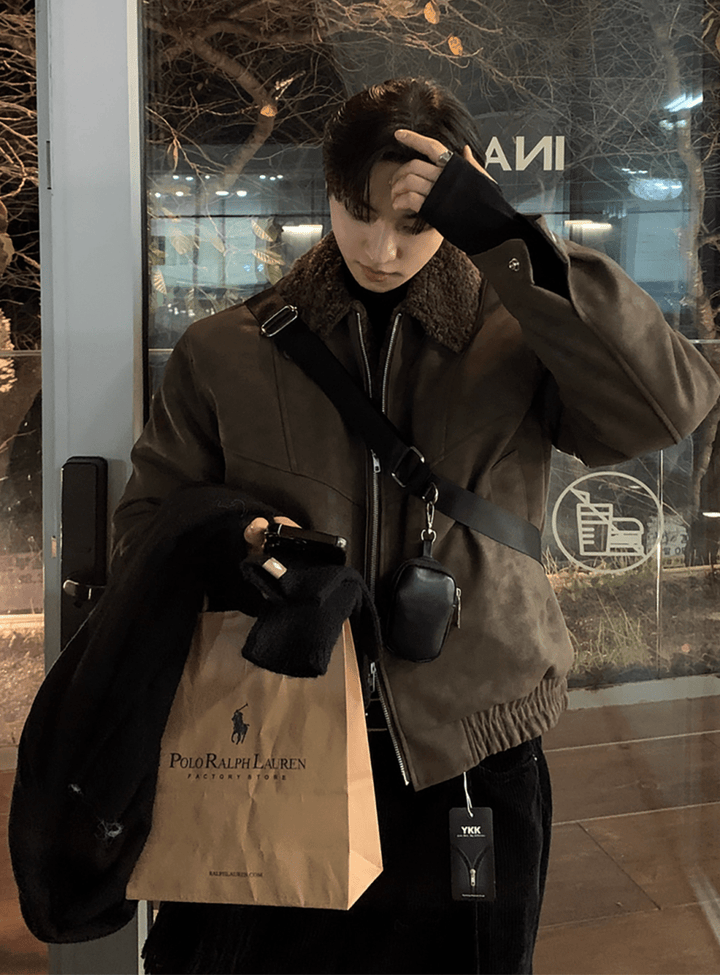 スエードタッチボアショートブルゾン／中綿 OR4802 – 韓国メンズ