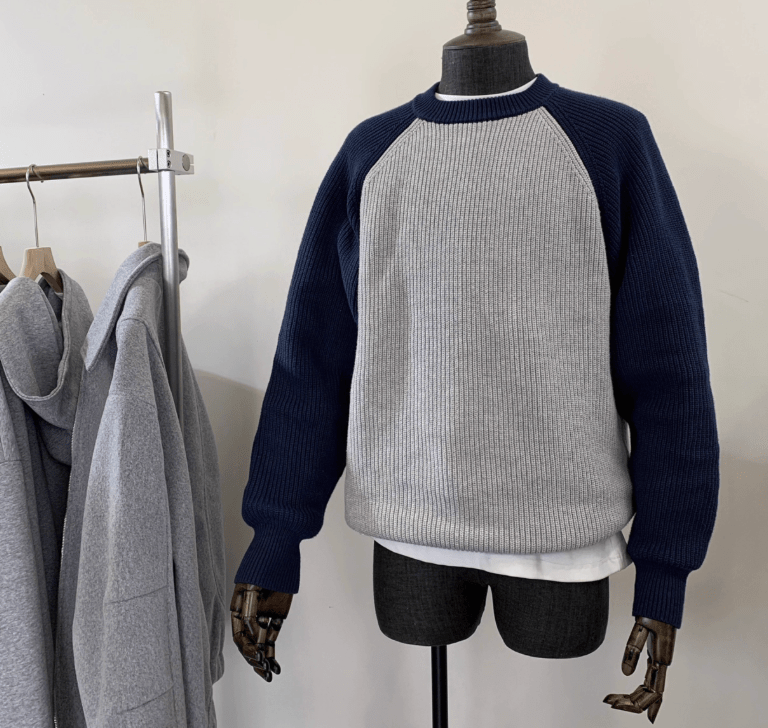 バイカラーラグランスリーブニットプルオーバー　OR4803 - 韓国メンズファッション通販 - ORUN - 