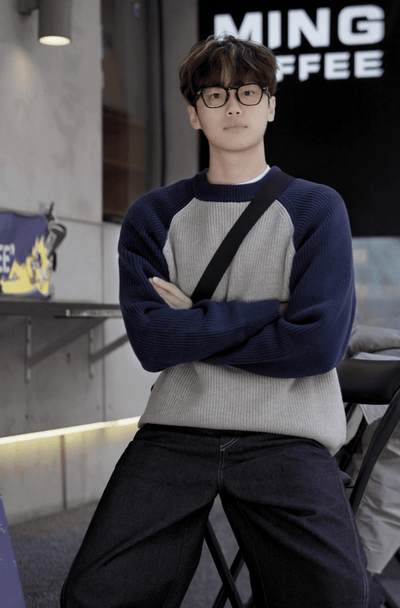 バイカラーラグランスリーブニットプルオーバー　OR4803 - 韓国メンズファッション通販 - ORUN - 