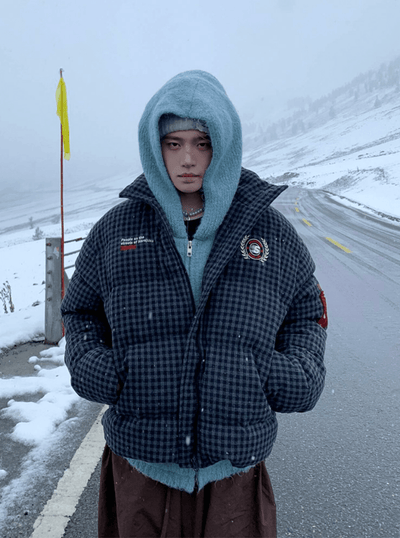 チェックショートオーバーフィット中綿ジャケット　OR4805 - 韓国メンズファッション通販 - ORUN - 