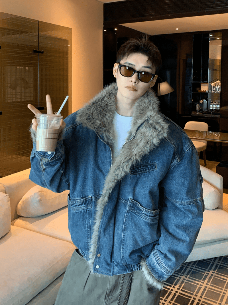 ボアライナー デニムワーク中綿ブルゾン OR4846 - 韓国メンズファッション通販 - ORUN - 