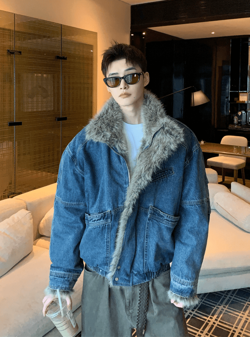 ボアライナー デニムワーク中綿ブルゾン OR4846 - 韓国メンズファッション通販 - ORUN - 